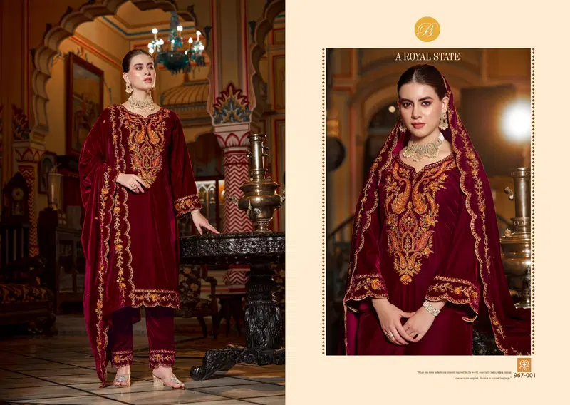 Gulzaar 967 Series By Belliza Winter Wear Velvet Dress Material Wholesale Shop In Surat
